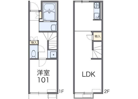 1LDK Apartment to Rent in Fukuyama-shi Floorplan