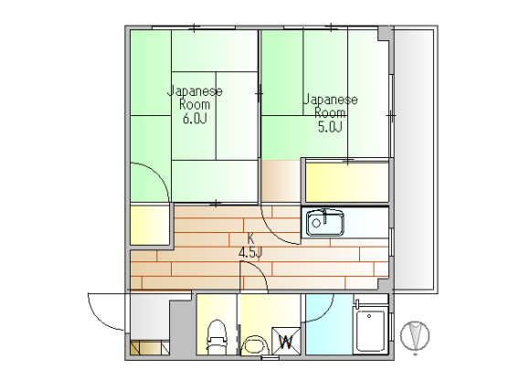 2K Apartment to Rent in Meguro-ku Floorplan