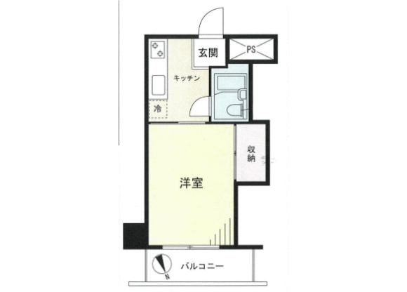 1K Apartment to Buy in Shinagawa-ku Floorplan