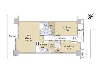 2LDK Apartment to Buy in Minato-ku Floorplan