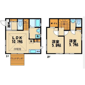 2LDK Terrace house in Iwado kita - Komae-shi Floorplan
