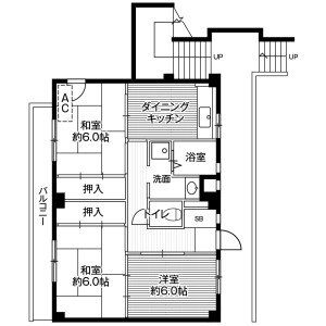 3DK Mansion in Minamikoyacho - Hitachi-shi Floorplan