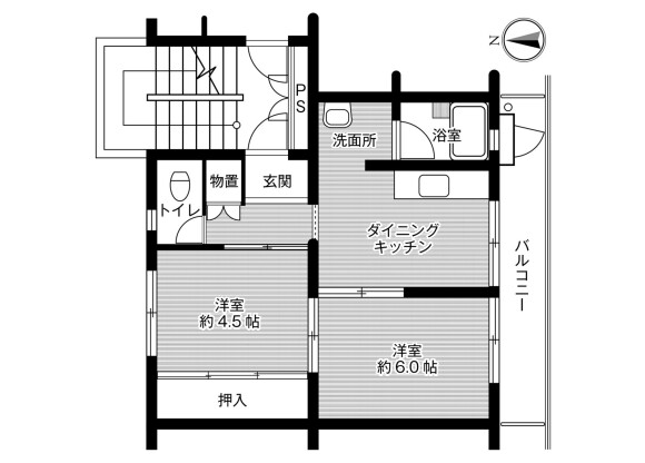 2DK Apartment to Rent in Kitakyushu-shi Kokuraminami-ku Floorplan