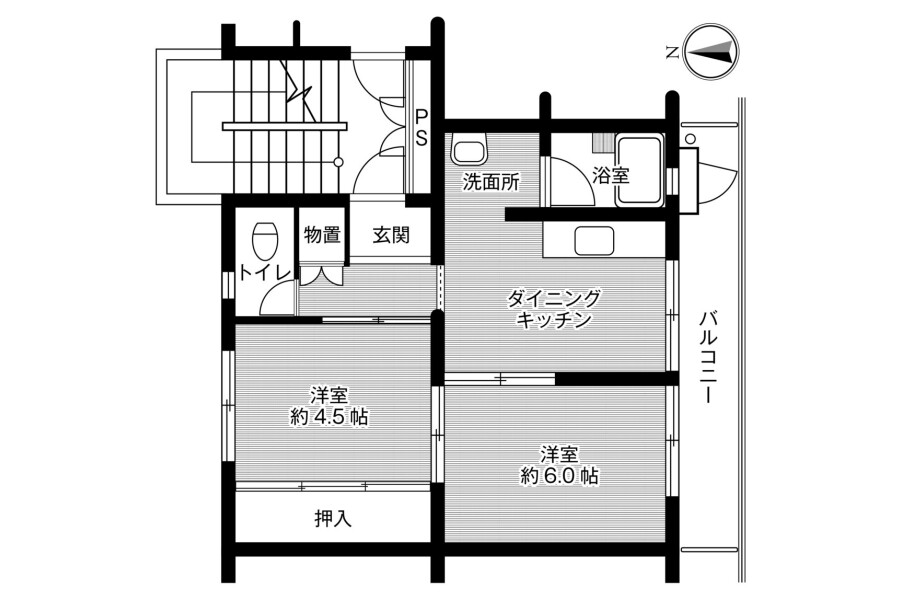 2DKマンション - 掛川市賃貸 間取り