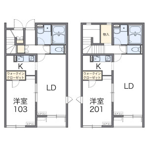 1LDK Apartment in Kotobuki - Okegawa-shi Floorplan