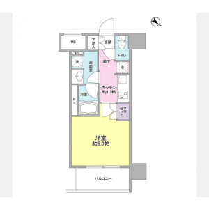 1K Mansion in Okinacho - Yokohama-shi Naka-ku Floorplan