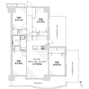 4LDK Mansion in Yodo kizucho - Kyoto-shi Fushimi-ku Floorplan