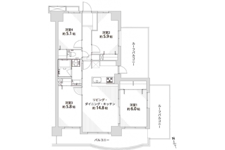 4LDK Apartment to Buy in Kyoto-shi Fushimi-ku Floorplan