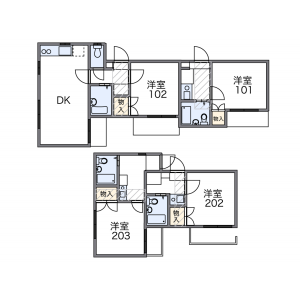 1K Apartment in Chuorinkan - Yamato-shi Floorplan