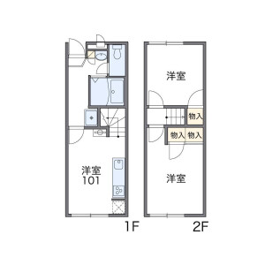 2DK Apartment in Kitahommachi - Yao-shi Floorplan