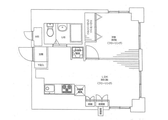 1LDK Apartment to Buy in Suginami-ku Floorplan