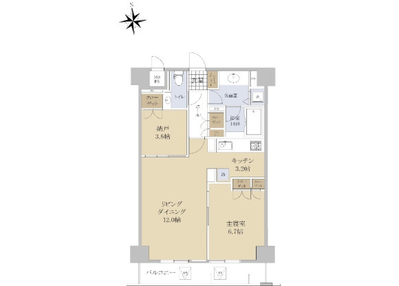 1SLDK Apartment to Buy in Chuo-ku Floorplan