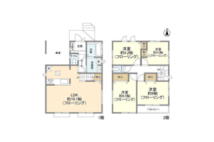 4LDK House to Rent in Machida-shi Floorplan