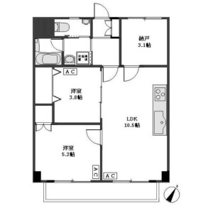 2SLDK Mansion in Minamiaoyama - Minato-ku Floorplan