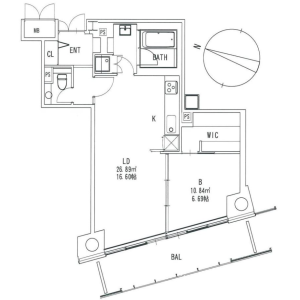1LDK Apartment in Chayamachi - Osaka-shi Kita-ku Floorplan
