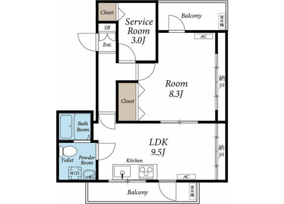 1SLDK Apartment to Rent in Adachi-ku Floorplan