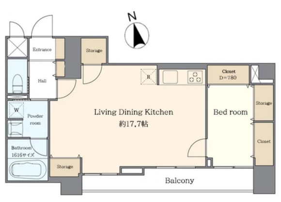 1LDK Apartment to Buy in Taito-ku Floorplan