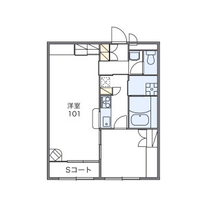 1LDK Apartment in Rondencho - Tokushima-shi Floorplan