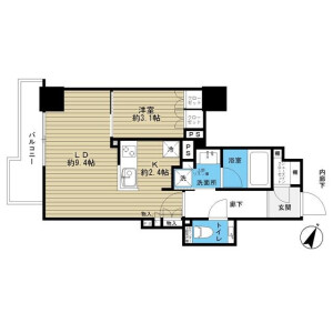 1LDK Mansion in Horifune - Kita-ku Floorplan