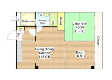 2LDK Apartment to Rent in Osaka-shi Sumiyoshi-ku Floorplan