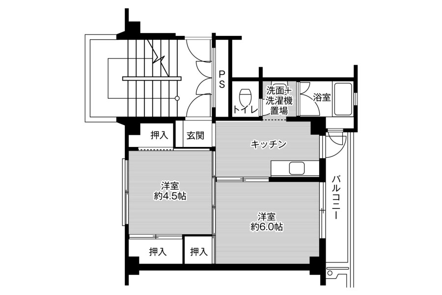 2K Apartment to Rent in Kaga-shi Floorplan