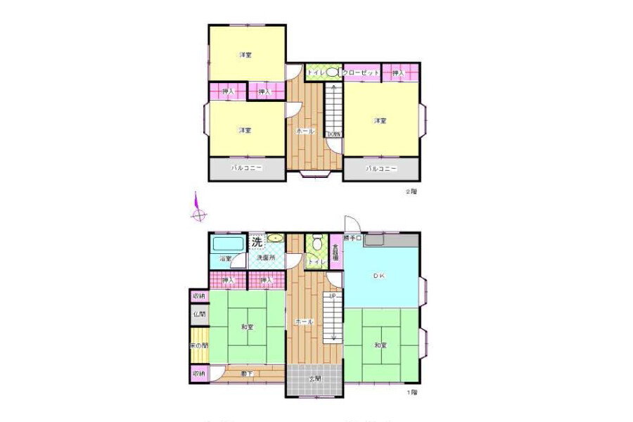 筑波市出售中的5DK独栋住宅房地产 楼层布局