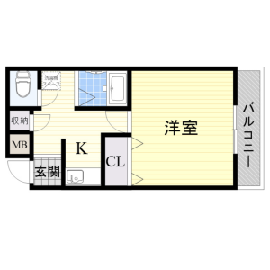 1K Mansion in Toyokawa - Ibaraki-shi Floorplan