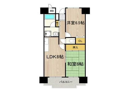 2LDK Apartment to Rent in Higashiosaka-shi Floorplan