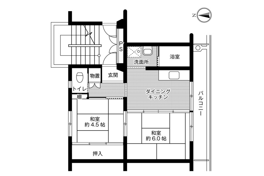 2DK Apartment to Rent in Motomiya-shi Floorplan