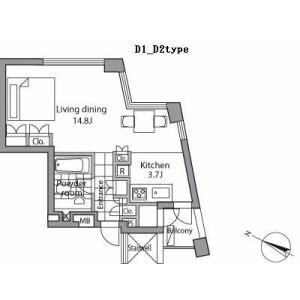 1R Mansion in Akasaka - Minato-ku Floorplan