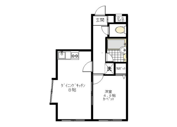 1DK Apartment to Rent in Shinjuku-ku Floorplan