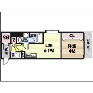 1LDK Mansion in Gamo - Osaka-shi Joto-ku Floorplan