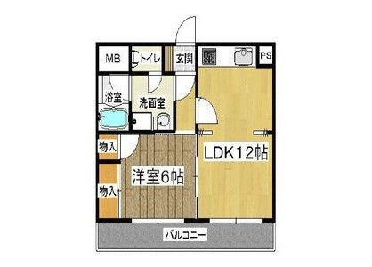 1LDK Apartment to Rent in Osaka-shi Taisho-ku Floorplan
