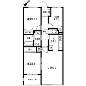 3LDK Mansion in Kitakarasuyama - Setagaya-ku Floorplan