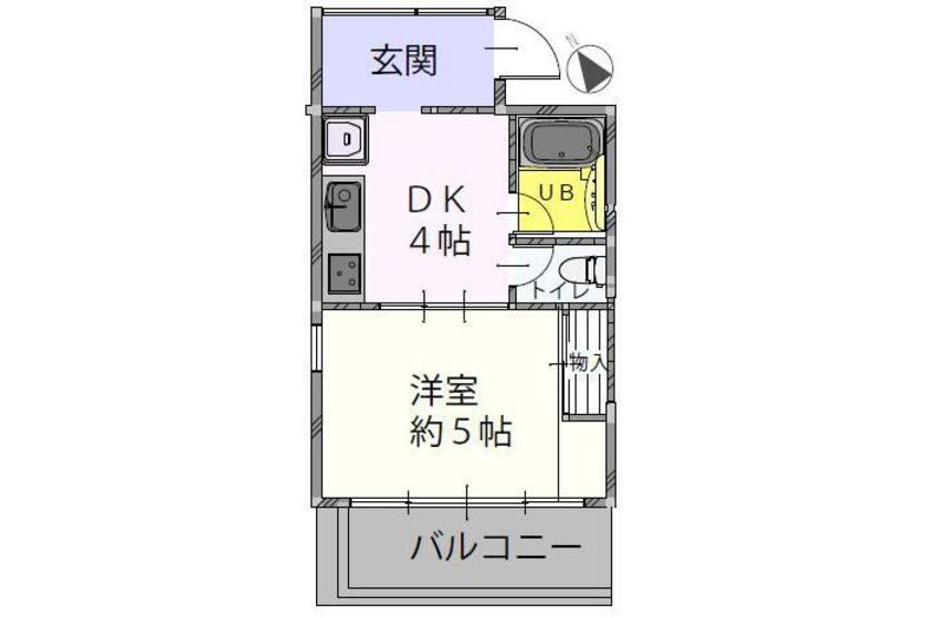 1LDK Apartment to Rent in Yokohama-shi Kanagawa-ku Floorplan