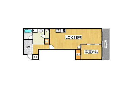 1LDK Apartment to Rent in Toyonaka-shi Floorplan