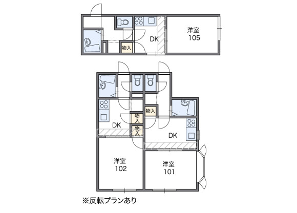 1DK Apartment to Rent in Sapporo-shi Teine-ku Floorplan