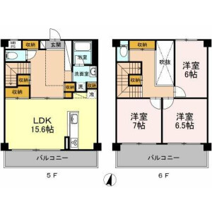 3LDK Mansion in Shimonumabe - Kawasaki-shi Nakahara-ku Floorplan