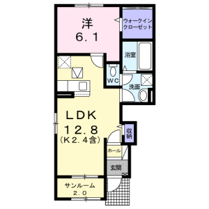 1LDK Apartment in Nogamicho - Ome-shi Floorplan