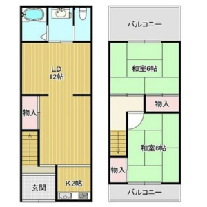 2LDK {building type} in Kashita higashimachi - Higashiosaka-shi Floorplan