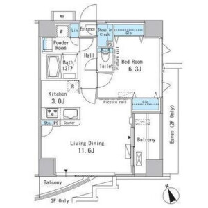 1SLDK Mansion in Kaigan(3-chome) - Minato-ku Floorplan