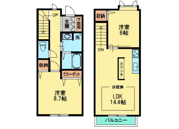 2LDK Terrace house to Rent in Yokohama-shi Kanazawa-ku Floorplan