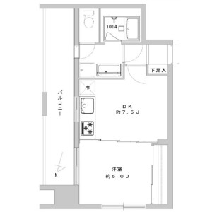 1DK {building type} in Nihombashihakozakicho - Chuo-ku Floorplan