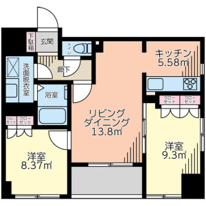 2LDK {building type} in Nihombashinakasu - Chuo-ku Floorplan