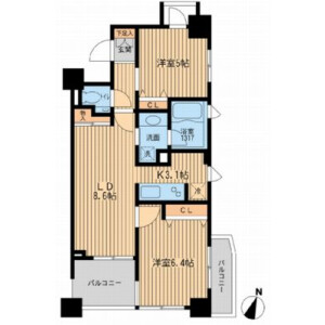 2LDK Mansion in Kaminoge - Setagaya-ku Floorplan
