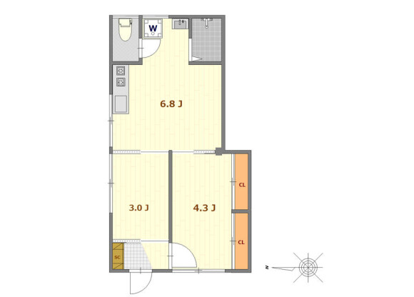 1SDK Apartment to Rent in Kita-ku Floorplan