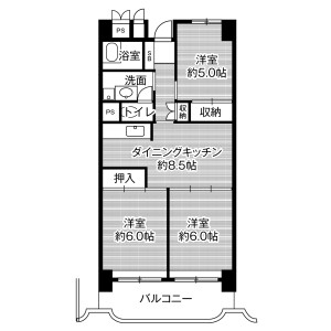 3DK Mansion in Nishinakajima - Gifu-shi Floorplan