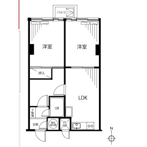 2LDK {building type} in Kamiochiai - Shinjuku-ku Floorplan