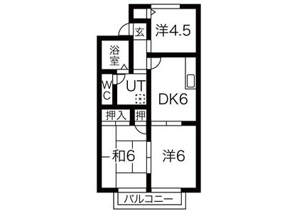 3DK Apartment to Rent in Miyoshi-shi Floorplan