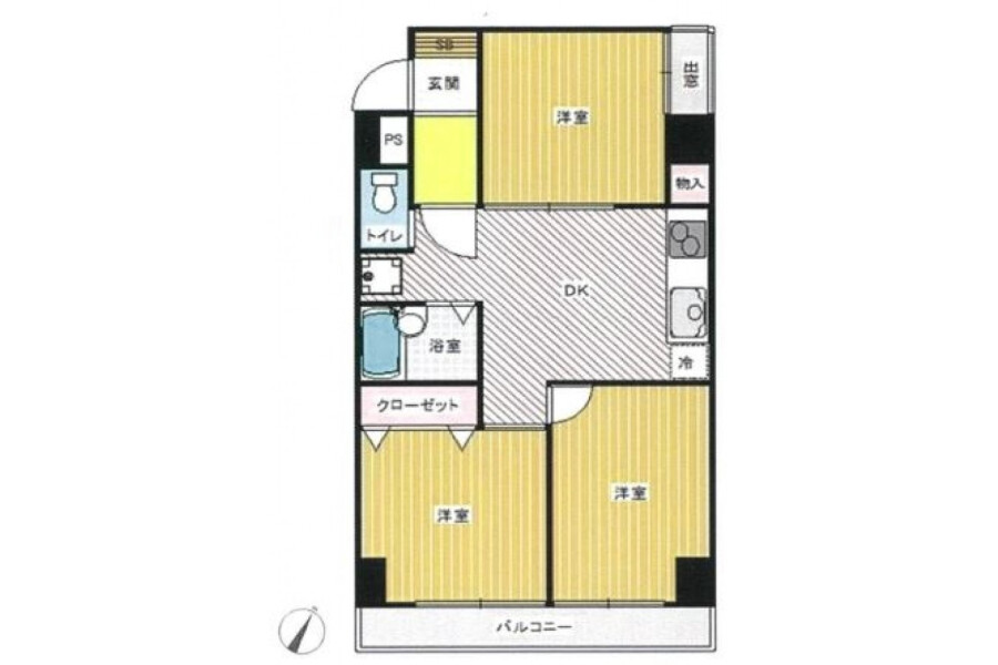 3DK Apartment to Rent in Meguro-ku Floorplan